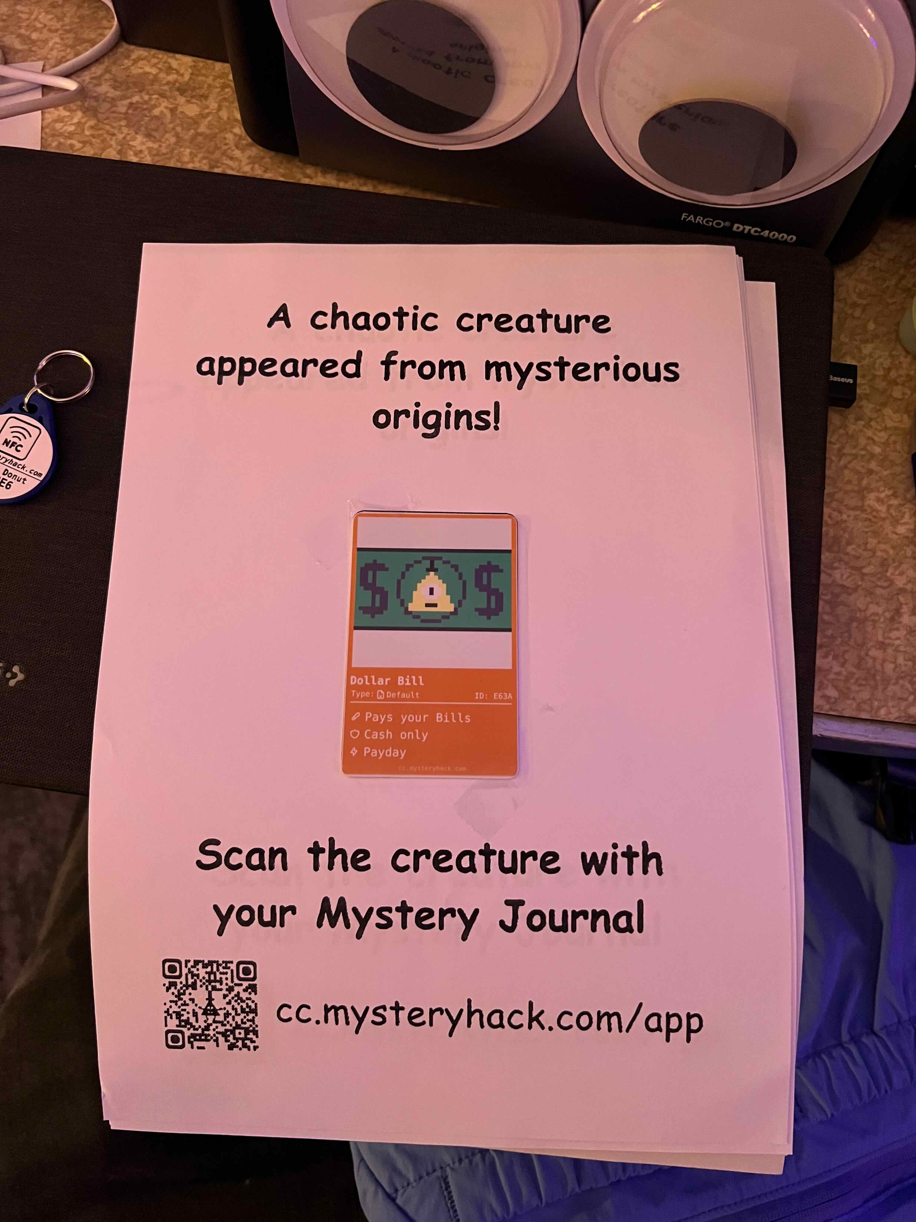 Dollar bill Karte auf A4 papier Poster