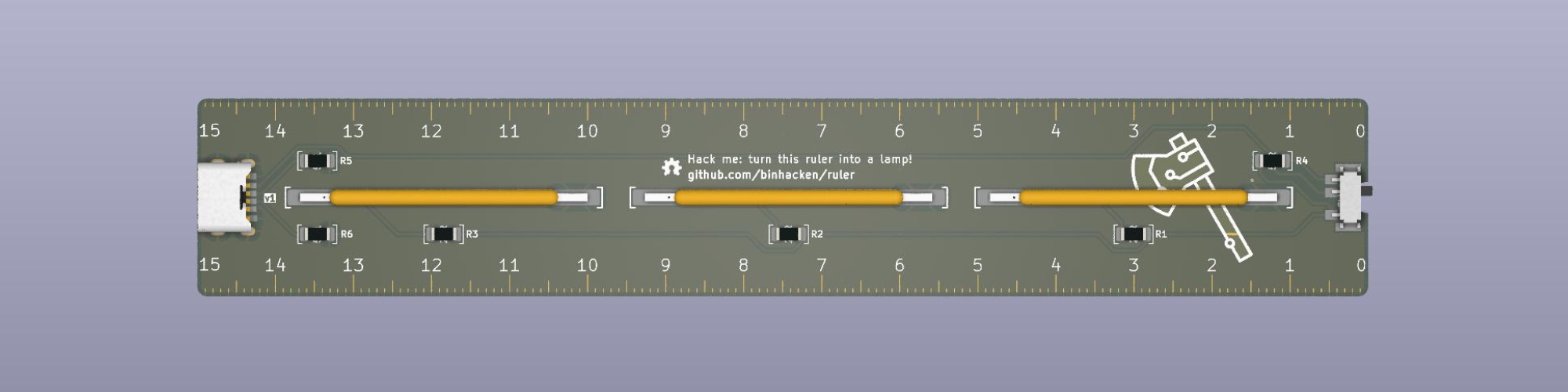 Back Side of PCB Ruler with components