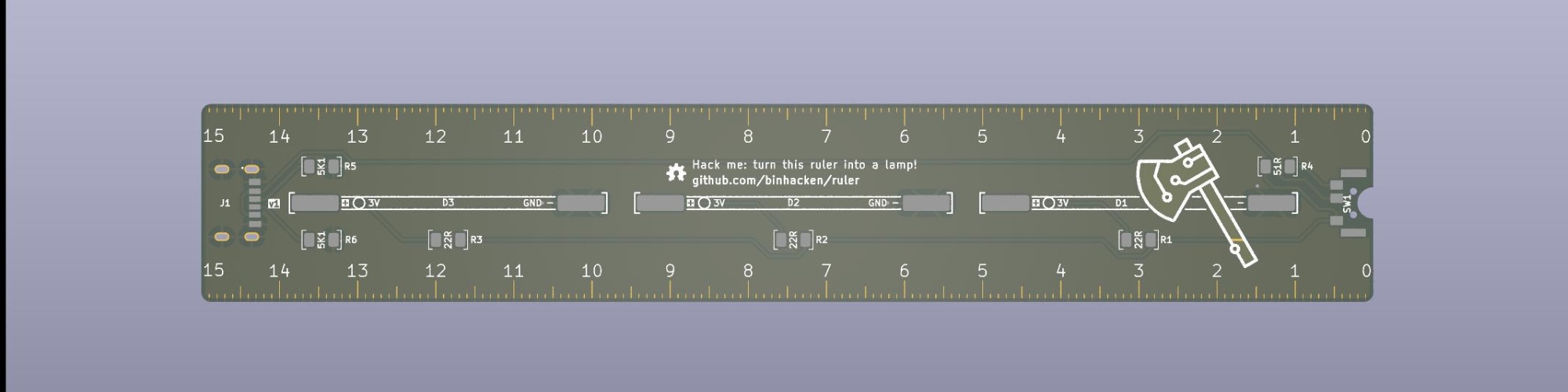 Back Side of PCB Ruler